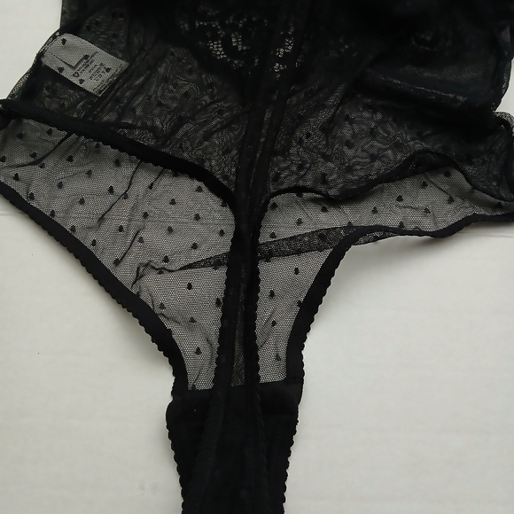 I.N.C. International Concepts Swiss Dot Lingerie Thong Bodysuit, Black, Size XL - Picture 9 of 11